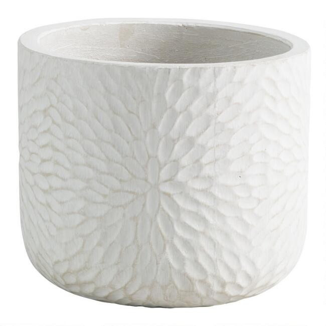 White Embossed Cement Mariela Outdoor Planter | World Market