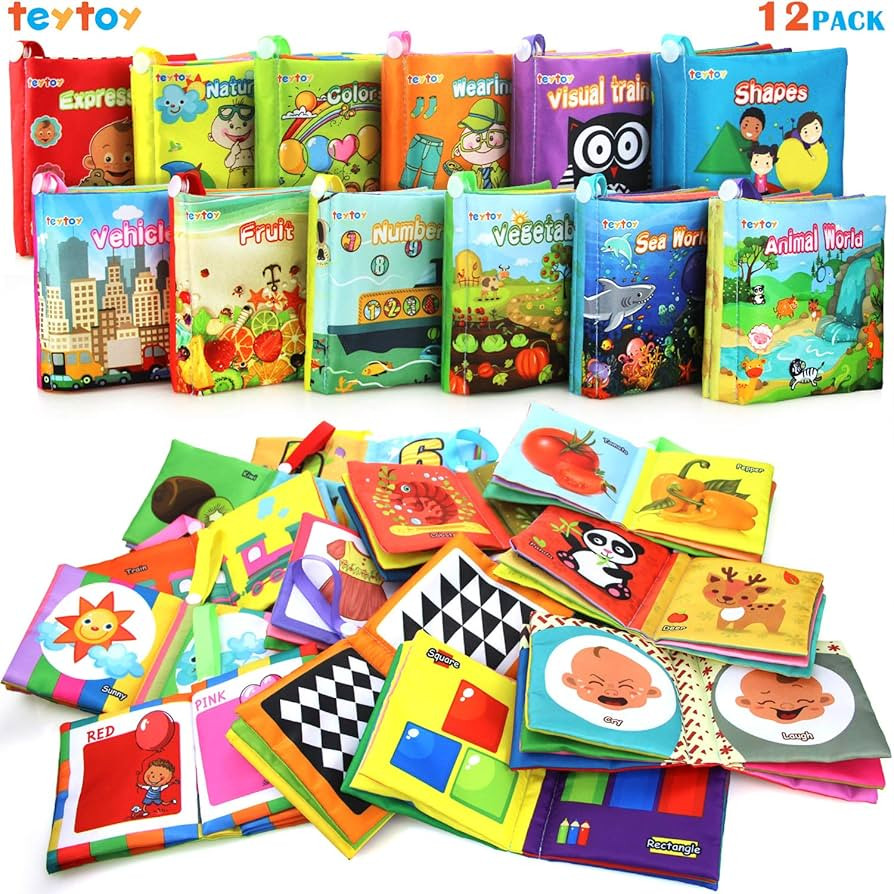 My First Soft Book,teytoy Nontoxic Fabric Baby Cloth Activity Crinkle Soft Books for Infants Boys... | Amazon (US)