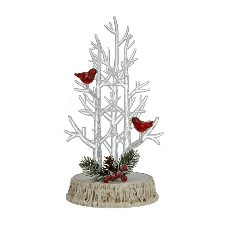 Light-up Clear Acrylic Tree with Cardinals Decorative Christmas Figurine, 13 in, by Holiday Time | Walmart (US)