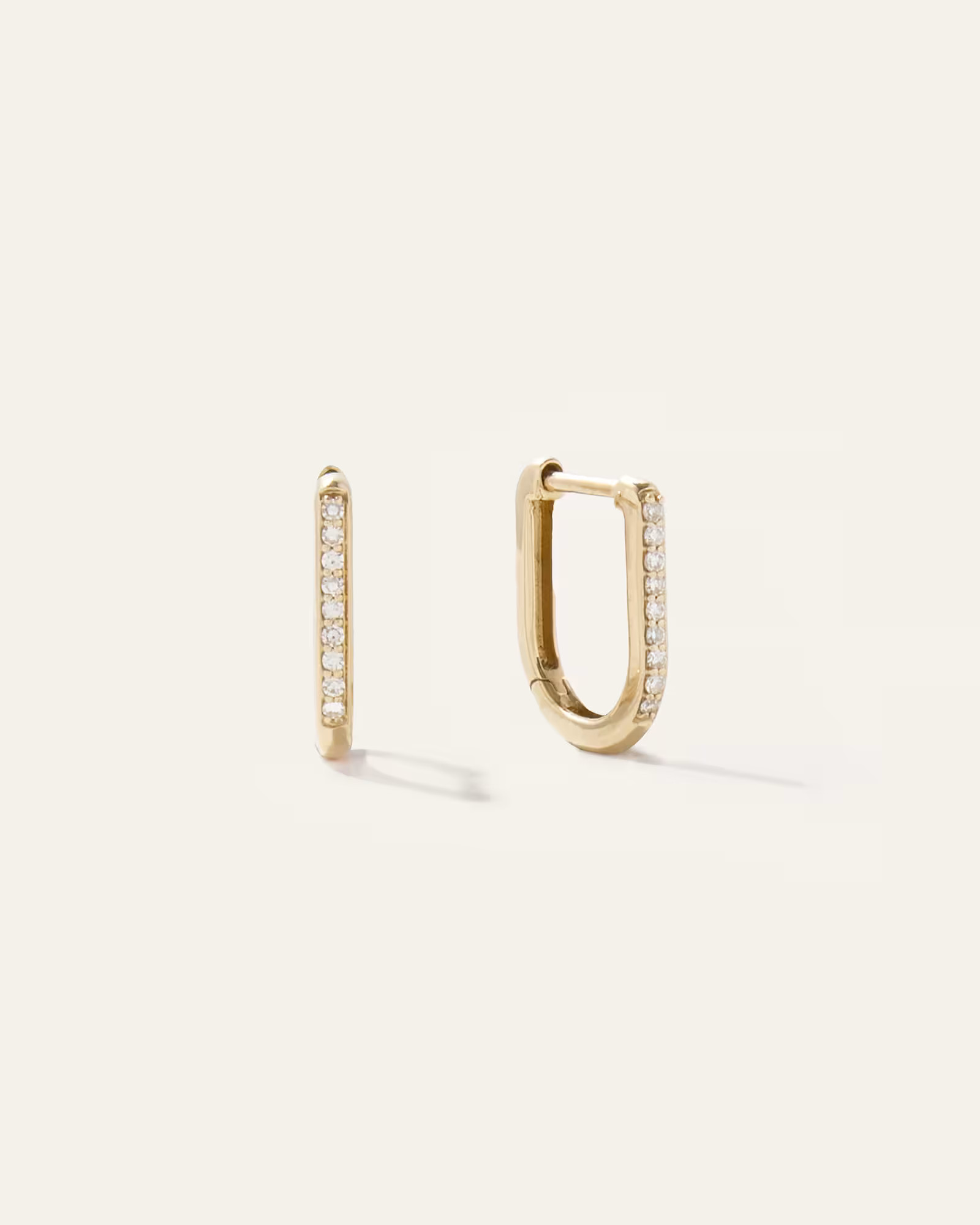 14K Gold Diamond Pave U Huggie Hoops | Quince