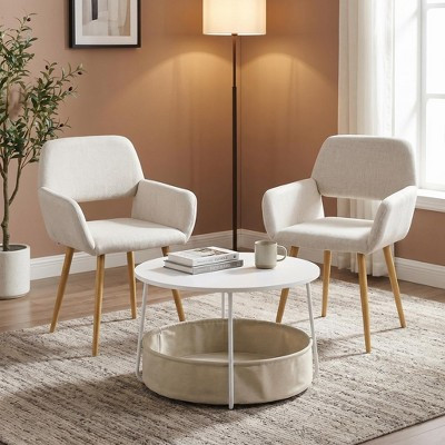 FurnitureR 3-Piece Accent Chair and Coffee Table Set, Round Side Table with 2 Upholstered Chairs for Living Room, Lounge or Apartment | Target