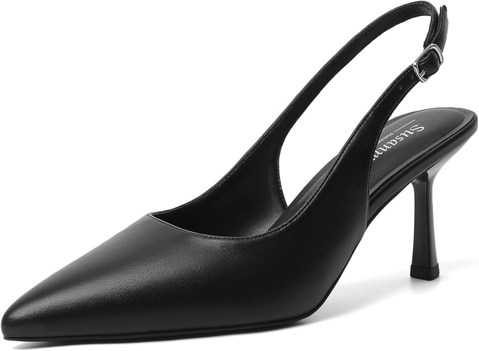 Susanny Slingback Heels for Women Pointed Closed Toe Stiletto Kitten Women's Sexy High Heeled Pum... | Amazon (US)