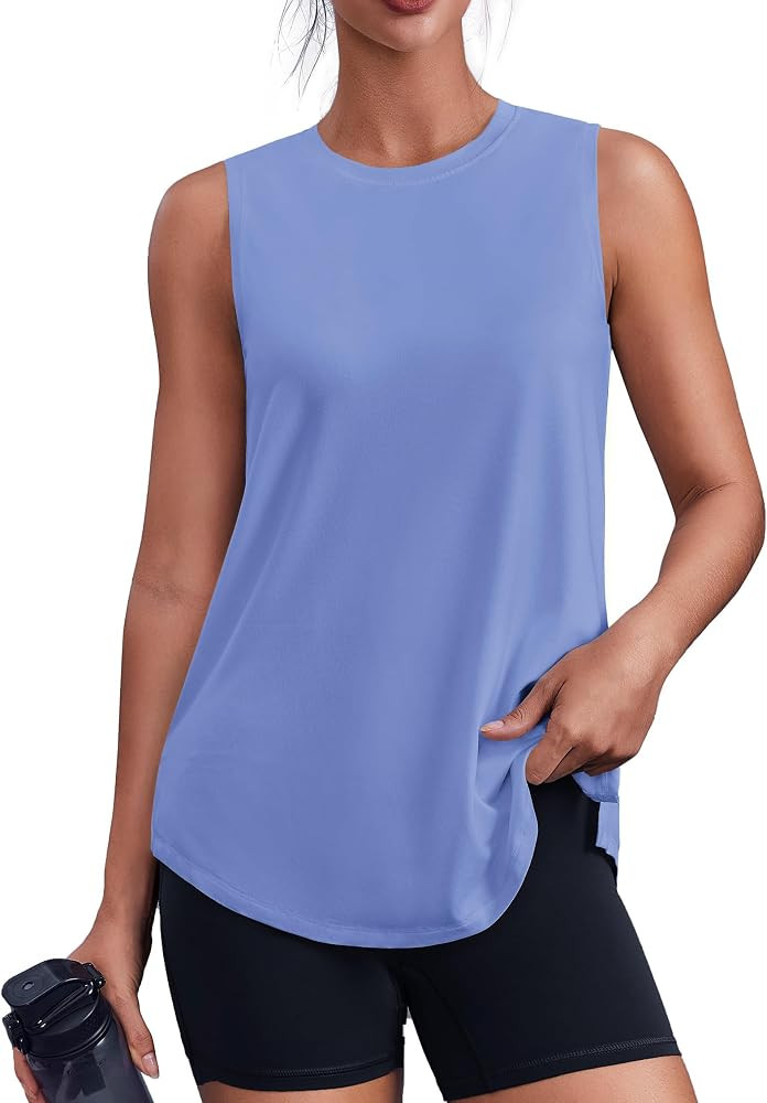 PINSPARK Workout Tops for Women Sleeveless Athletic Tank Tops UPF 50+ Running Tanks with Side Sli... | Amazon (US)