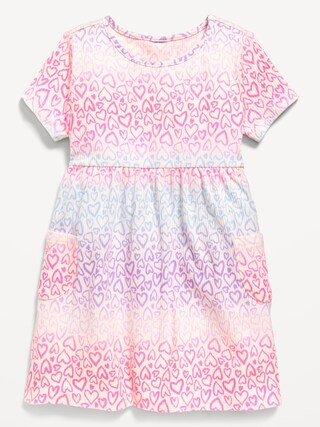 Short-Sleeve Ribbed Fit and Flare Pocket Dress for Toddler Girls | Old Navy | Old Navy (US)
