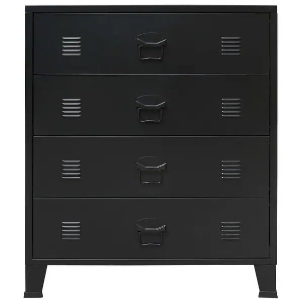 vidaXL Chest of Drawers Metal Industrial Style 30.7"x15.7"x36.6" Black | Bed Bath & Beyond