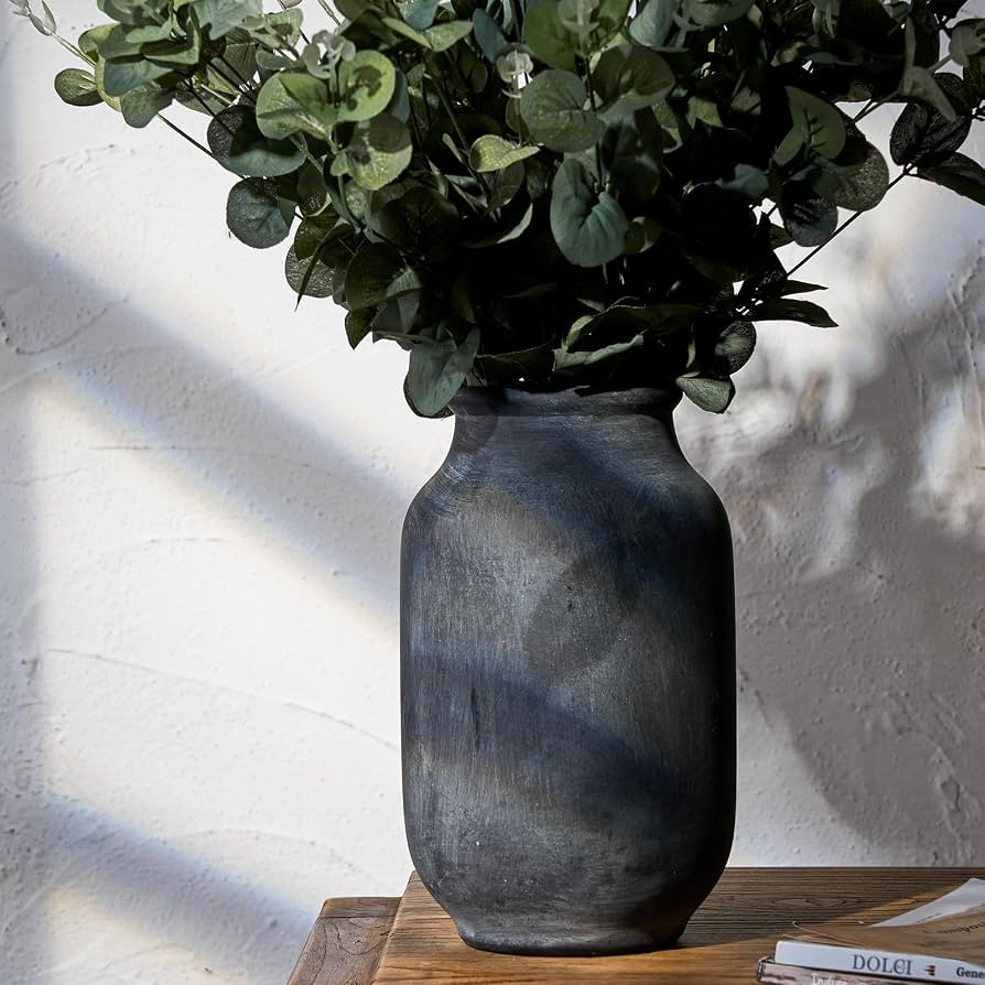 SIDUCAL Rustic Farmhouse Flower Vase | 9.5 Inch Large Ceramic Vase | Pampas Grass | Modern Farmho... | Amazon (US)