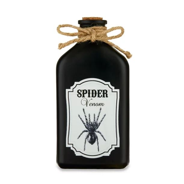 Halloween Black Bottle with Spider Label Decoration, 3.3 in L x 2 in W x 7 in H, by Way To Celebr... | Walmart (US)