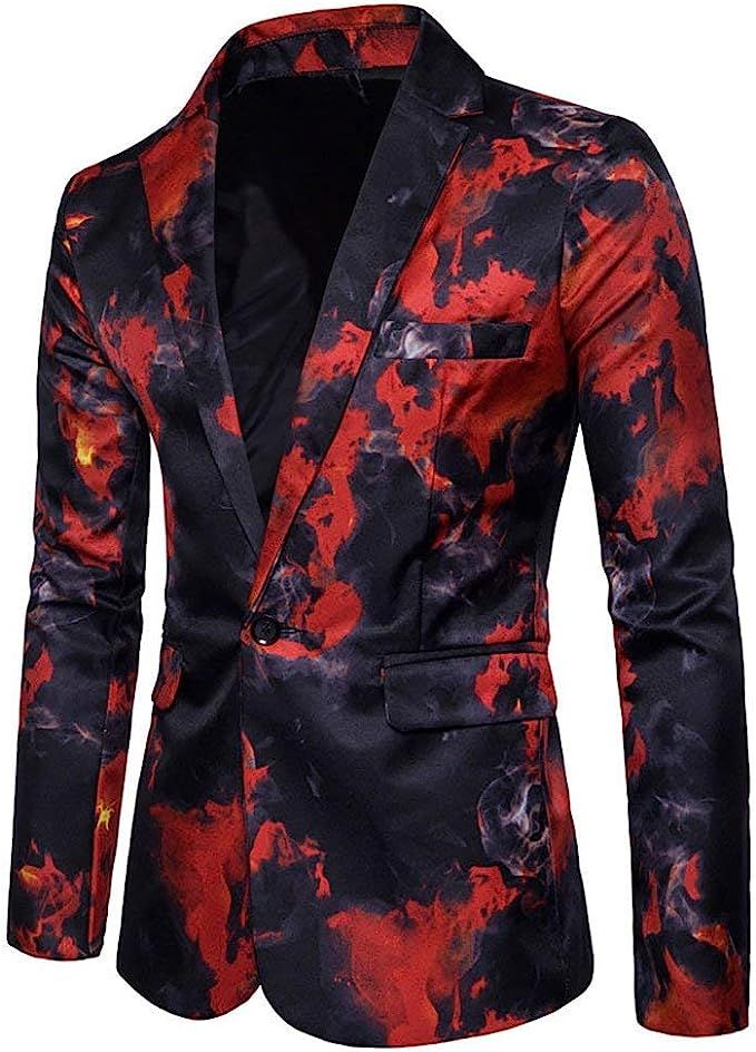 Cloudstyle Mens Suit Jacket Slim Fit Printed One Button Floral Casual Blazer Sports Coat | Amazon (US)