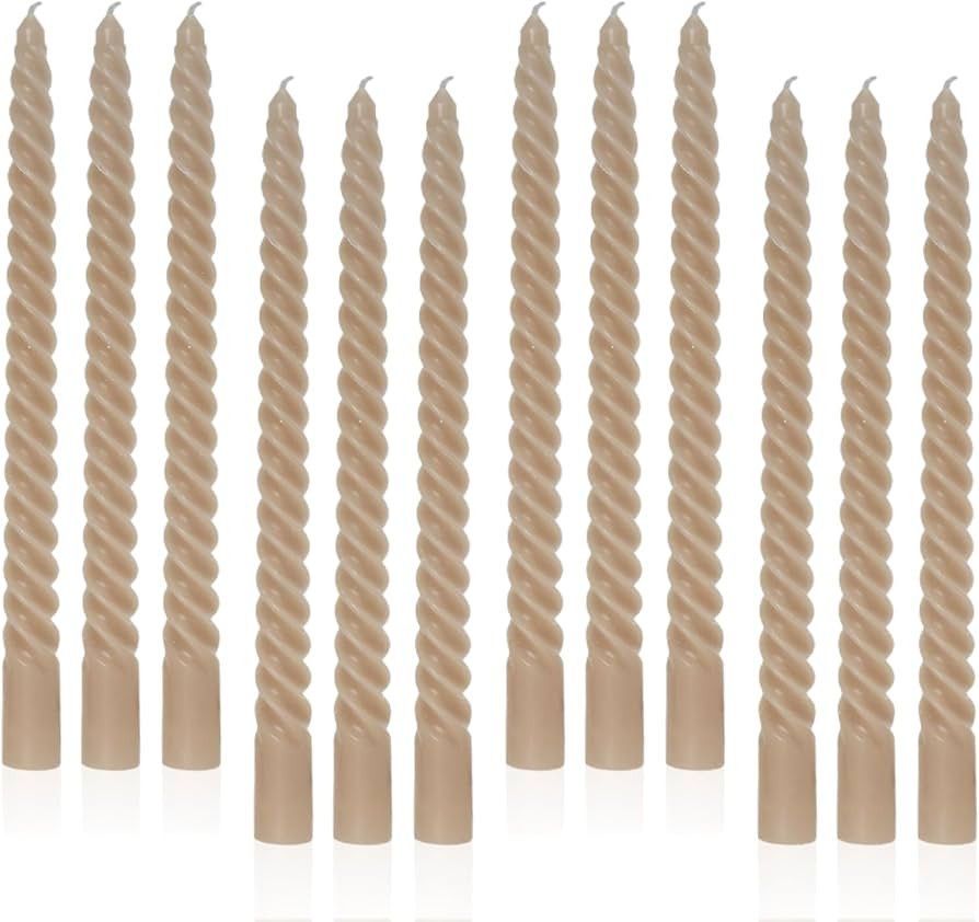 Sahara Beige Taper Candles Brown Spiral Candle Sticks,Unscented Dripless Long Candlesticks for Ho... | Amazon (US)