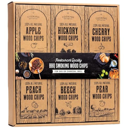 Large Wood Smoking Chips for Smoker - 6 Flavor Variety Pack of Natural Wood Chips - Apple, Hickory, Cherry, Peach, Beech, and Pear - Grilling Accessories for Smoker Grill, Charcoal and Gas Grill | Amazon (US)
