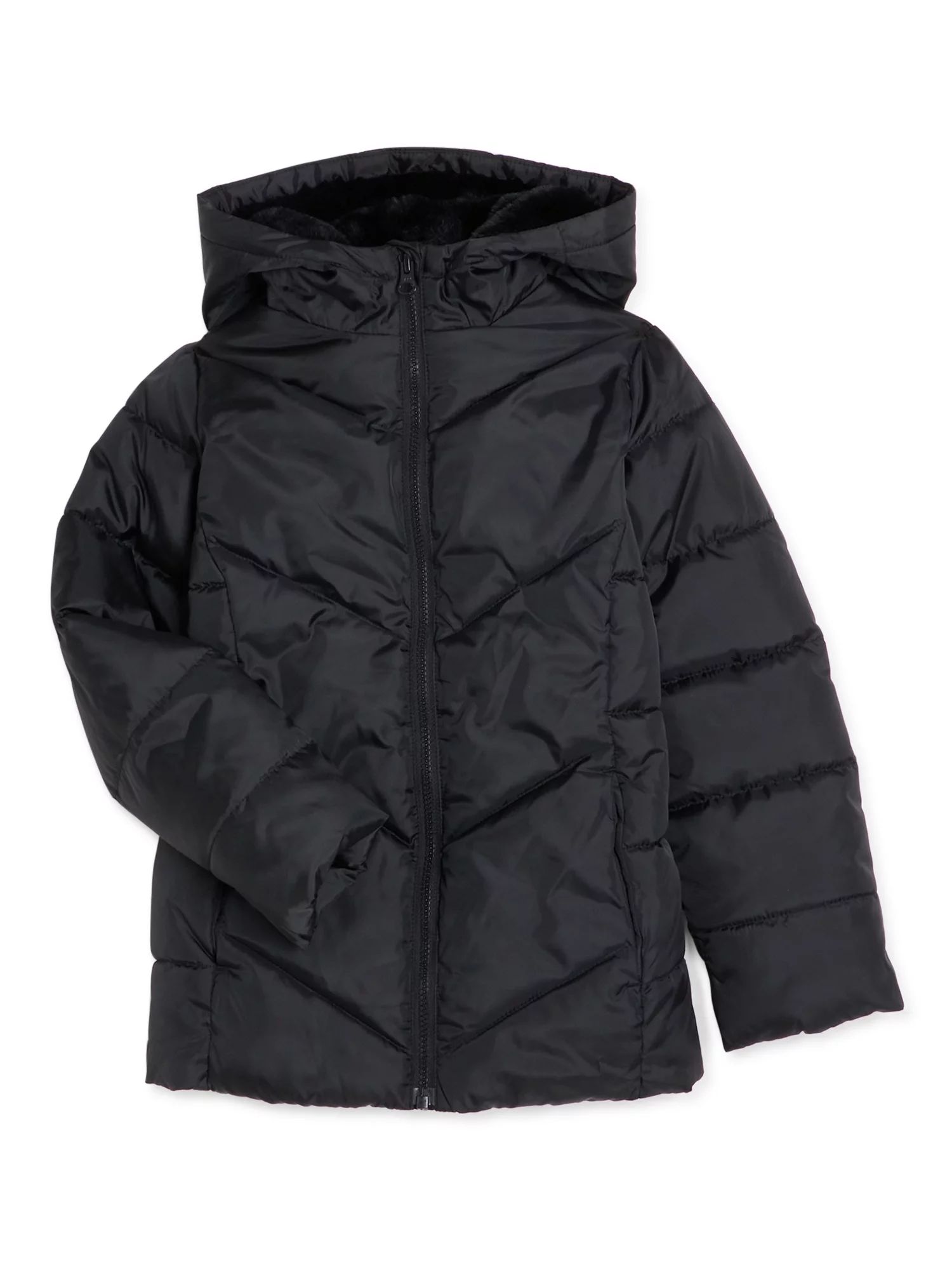 Swiss Tech Girls Winter Puffer Jacket with Hood, Sizes 4-18 & Plus - Walmart.com | Walmart (US)
