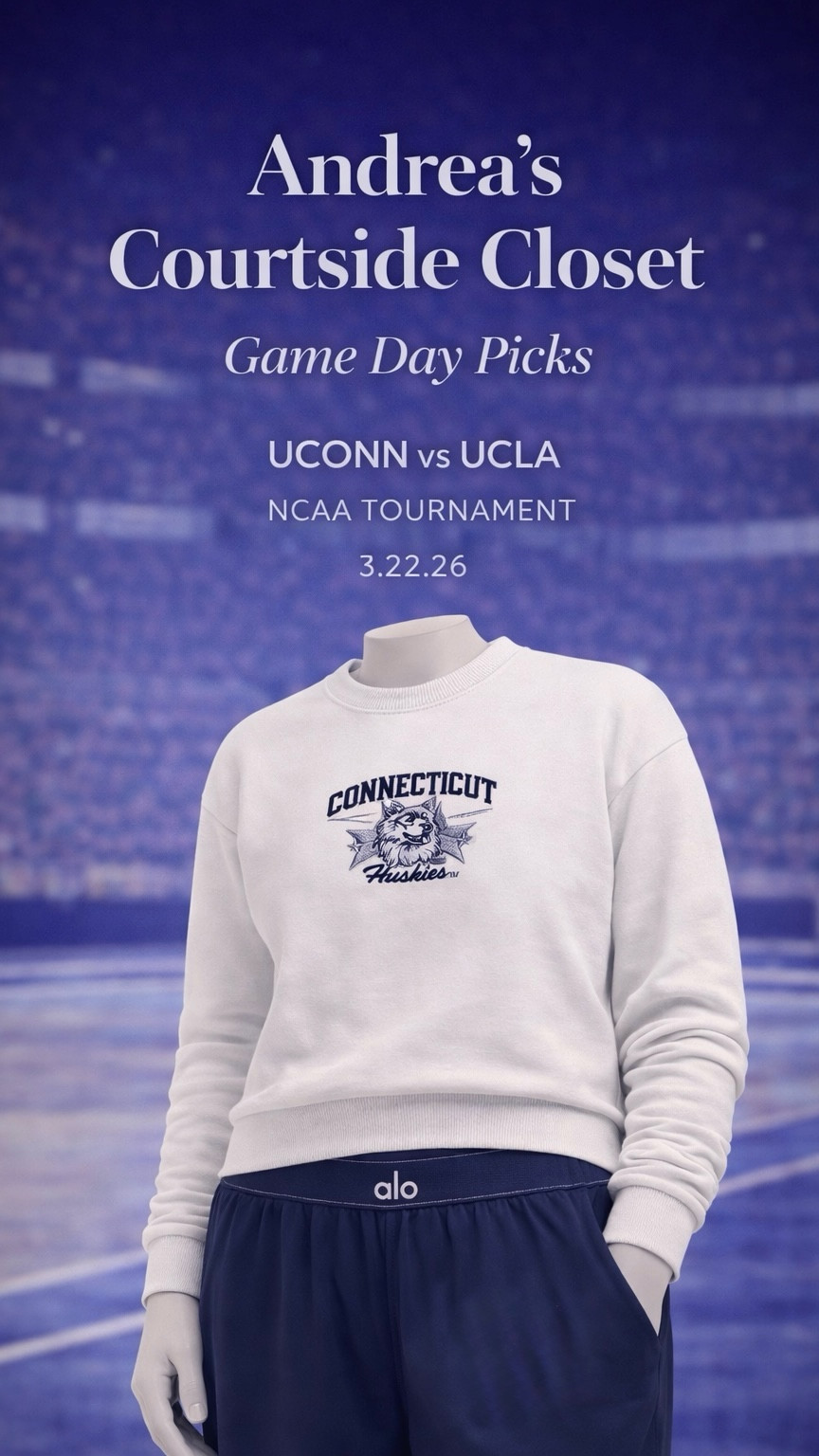 Game day, NCAA Tournament edition 🏀
Zara crewneck with a Huskies patch, Alo trousers, Target tank, and Gucci Ace sneakers.

Zara Crewneck: https://www.zara.com/us/en/plain-knit-sweatshirt-p05536165.html?v1=522391483

Everything linked here for you. Every purchase supports Connecticut Children’s Medical Center ❤️
#LTK #StyleForACause #GameDayStyle
#LTKgrwm #LTKcreator #UCONNhuskies #connecticut #alo #gucci #zara 