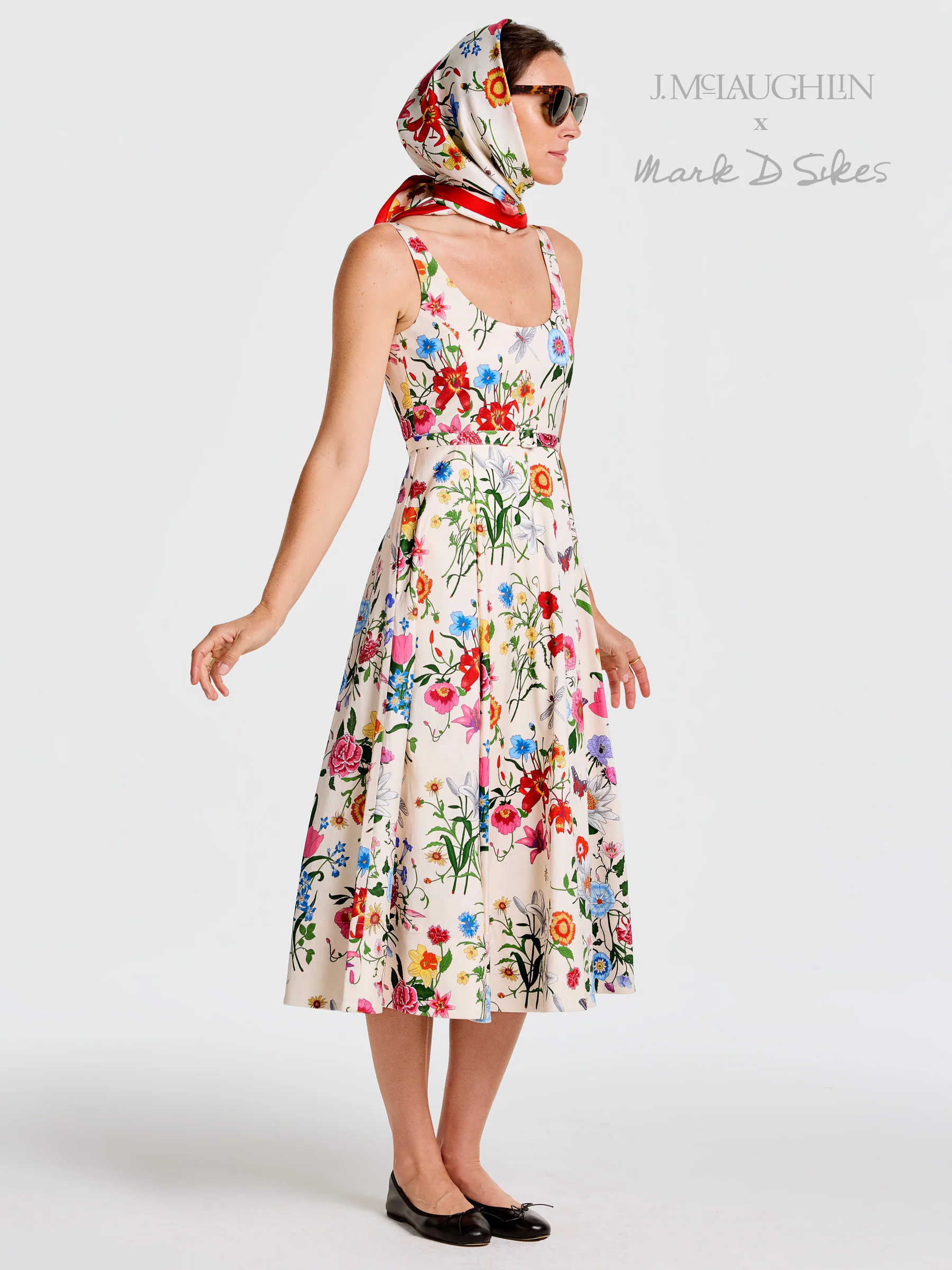 Off_White/Multi Dragonfly Garden Charlotte Dress | Women's Dresses | J.McLaughlin | J.McLaughlin