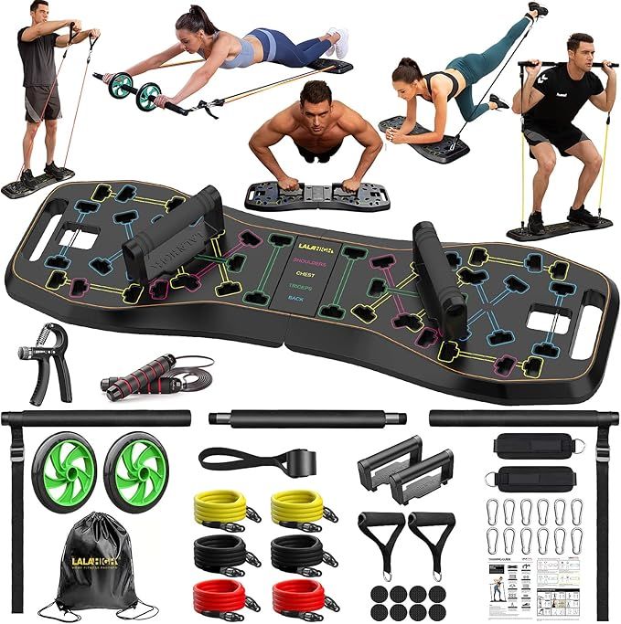 LALAHIGH Portable Home Gym System: Large Compact Push Up Board, Pilates Bar & 20 Fitness Accessor... | Amazon (US)