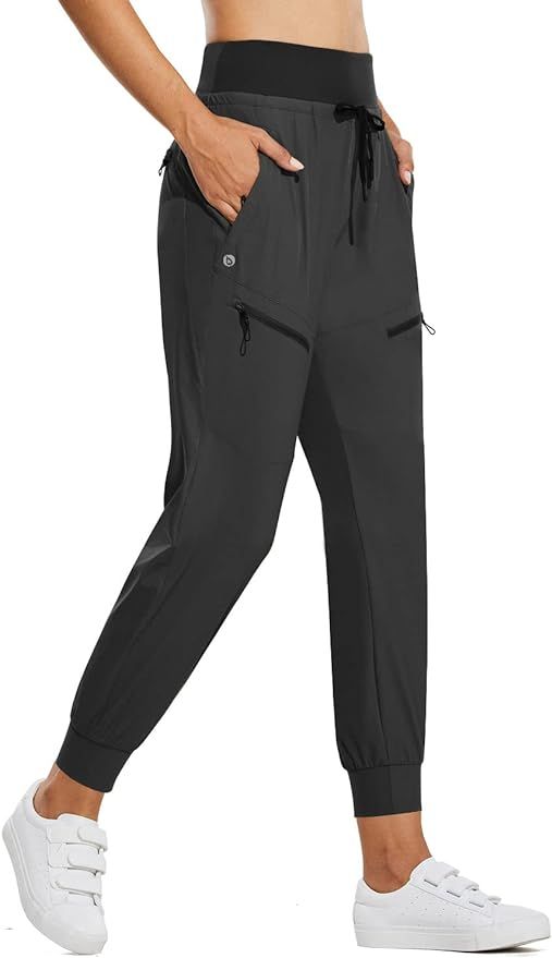BALEAF Women's Joggers Lightweight Hiking Pants High Waist 5 Zipper Pockets Quick Dry Travel Athl... | Amazon (US)