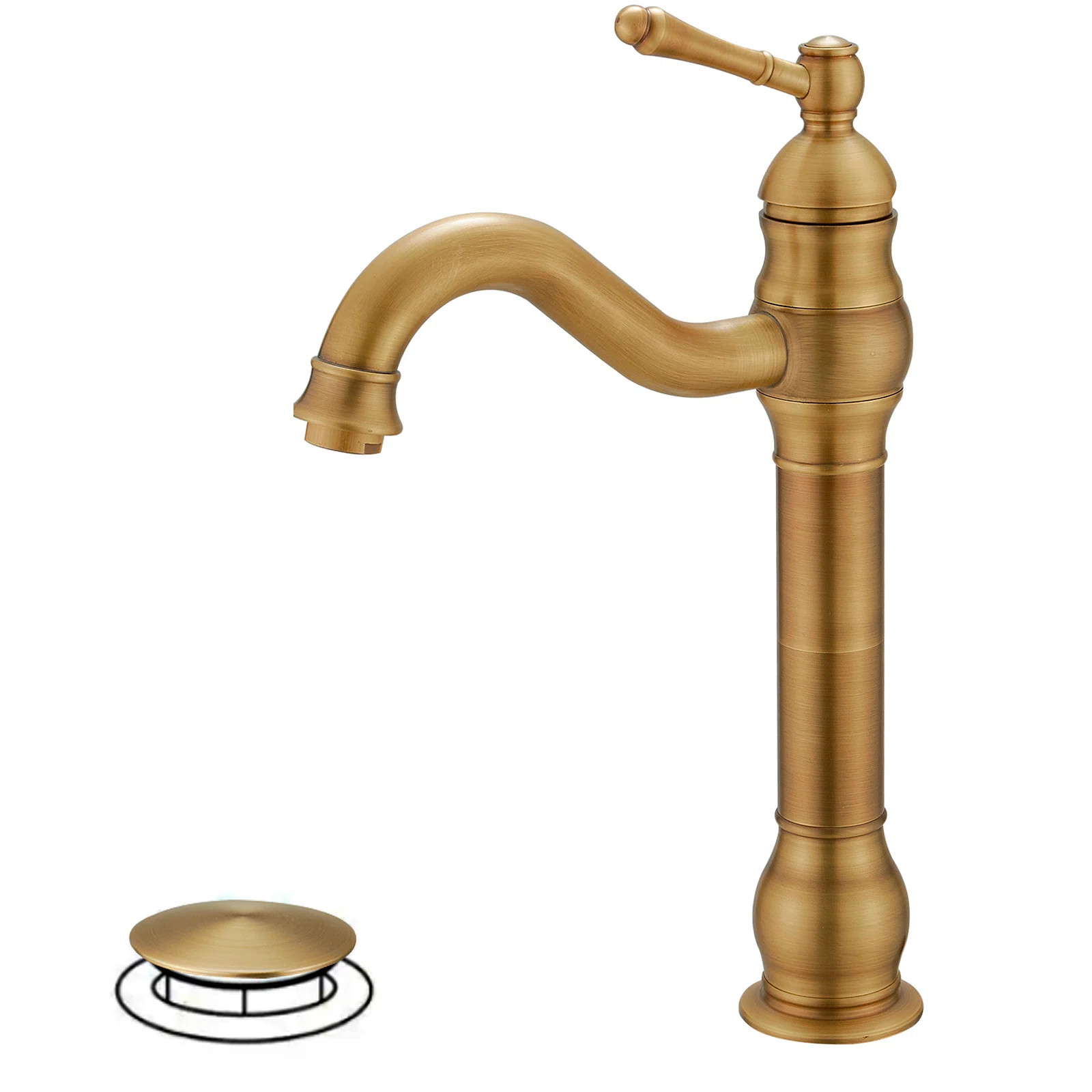 Verve Single Hole Single Handle Bathroom Vessel Sink Faucet With 360° Swivel Spout and Pop-Up Dr... | Wayfair North America