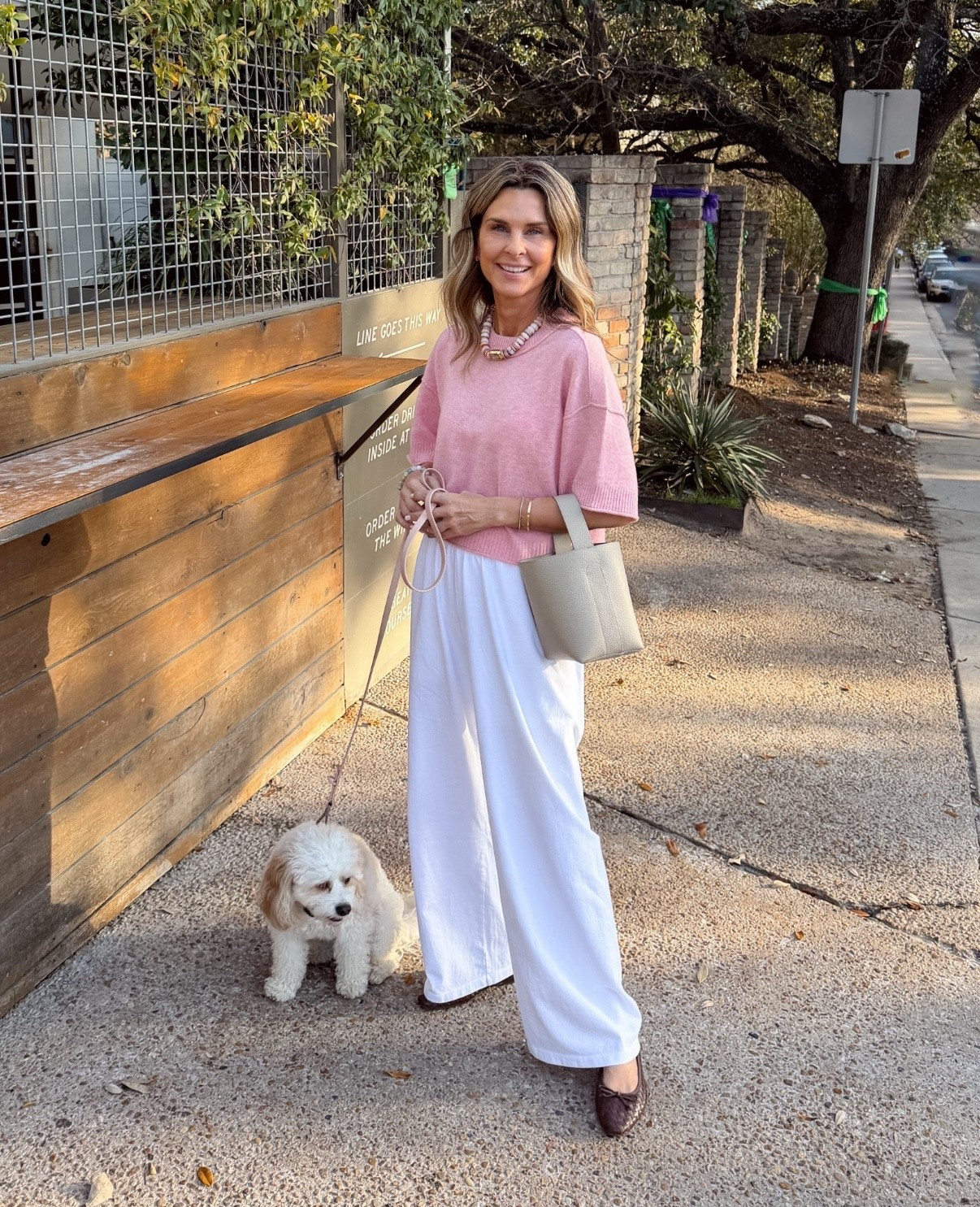 -Love these pull on jersey pants, the fit is flattering! I also grabbed them in black. Wearing XS. I’m 5’6’’.
-cashmere short sleeve top I have in several colors! I wear XS. 
-new woven flats that are the perfect soft chocolate brown for spring! TTS
-new bucket bag in a soft neutral to go with everything

#LTKootd #LTKOver40 #LTKSeasonal