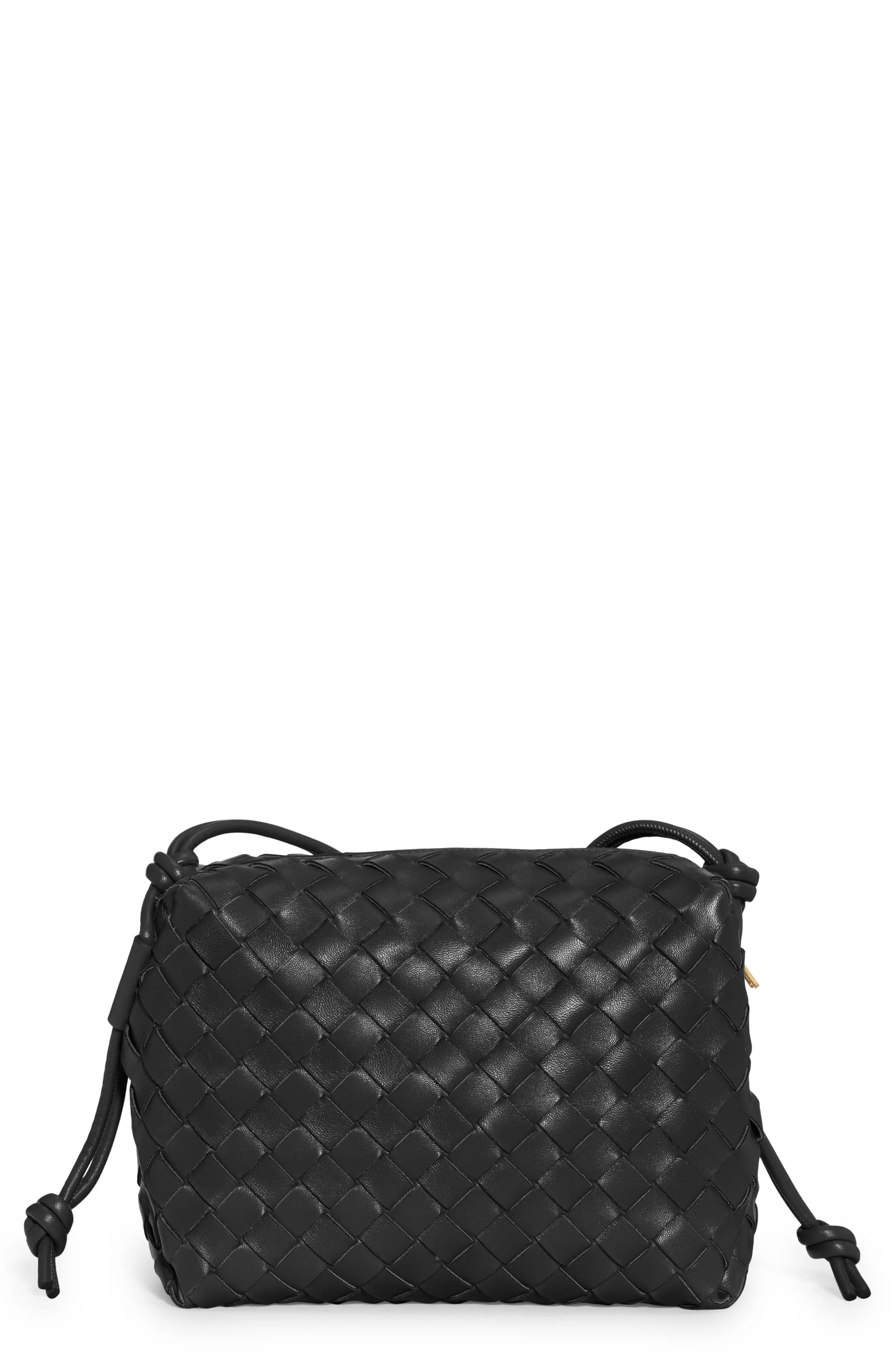 Bottega Veneta Small Intrecciato Leather Shoulder Bag in Black Gold at Nordstrom | Nordstrom