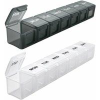 French Weekly Pill Organizer, 7 Day Pill Organizer with 14 Compartments, Pillbox Pill Box Weekly Pil | ManoMano UK