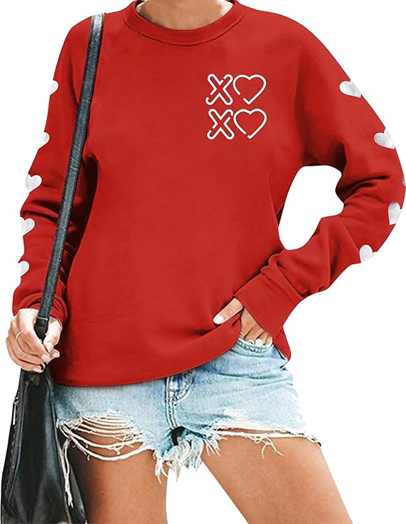 FAYALEQ Love Heart Sweatshirt for Women Happy Valentine's Day Shirts Tie Dye Crewneck Pullover To... | Amazon (US)