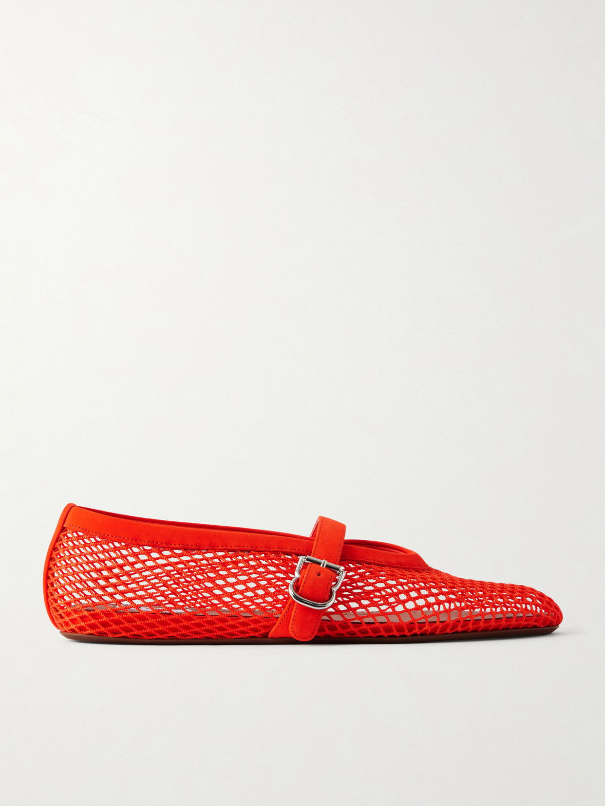Alaïa - Suede-trimmed Mesh Ballet Flats - Red | NET-A-PORTER (US)