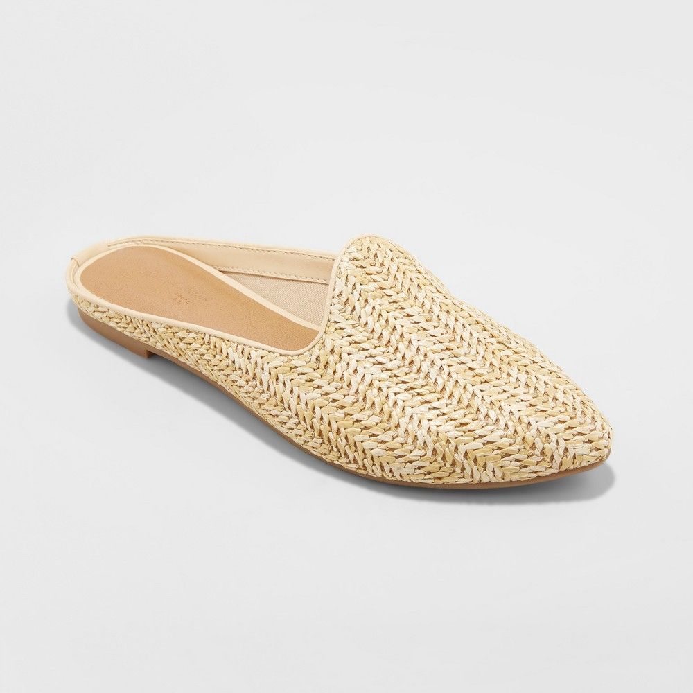 Women's Violet Woven Backless Mules - Universal Thread Tan 6 | Target