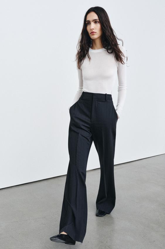 HIGH-WAIST PINSTRIPE TROUSERS ZW COLLECTION | Zara UK