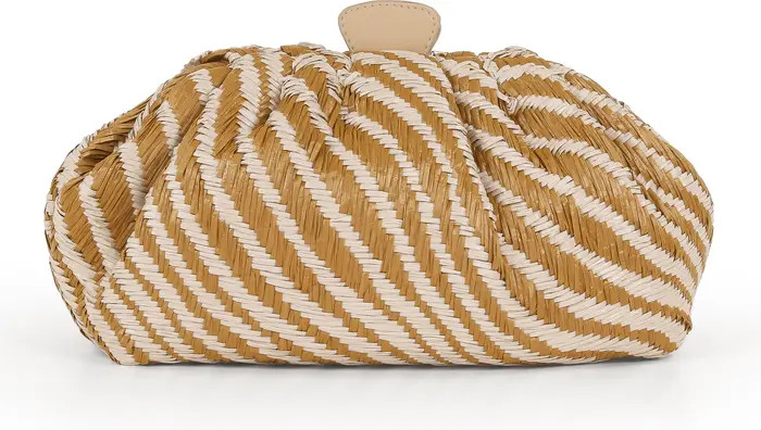 Indigo Tiger Jacquard Raffia Pouch Clutch | Nordstrom