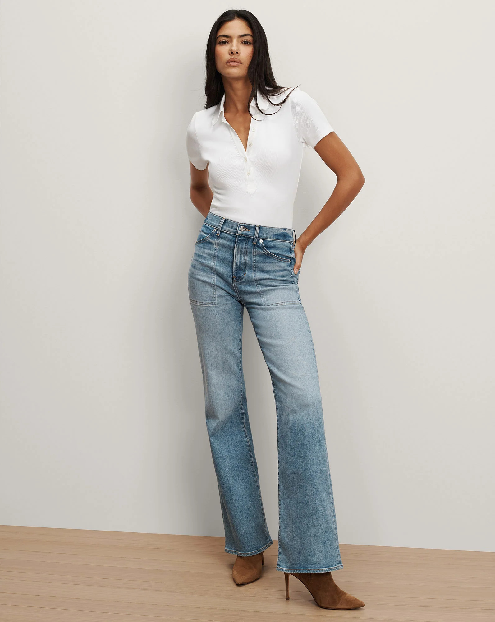 Veronica Beard Crosbie Wide-Leg Jean Patch Pockets Amethyst | Veronica Beard