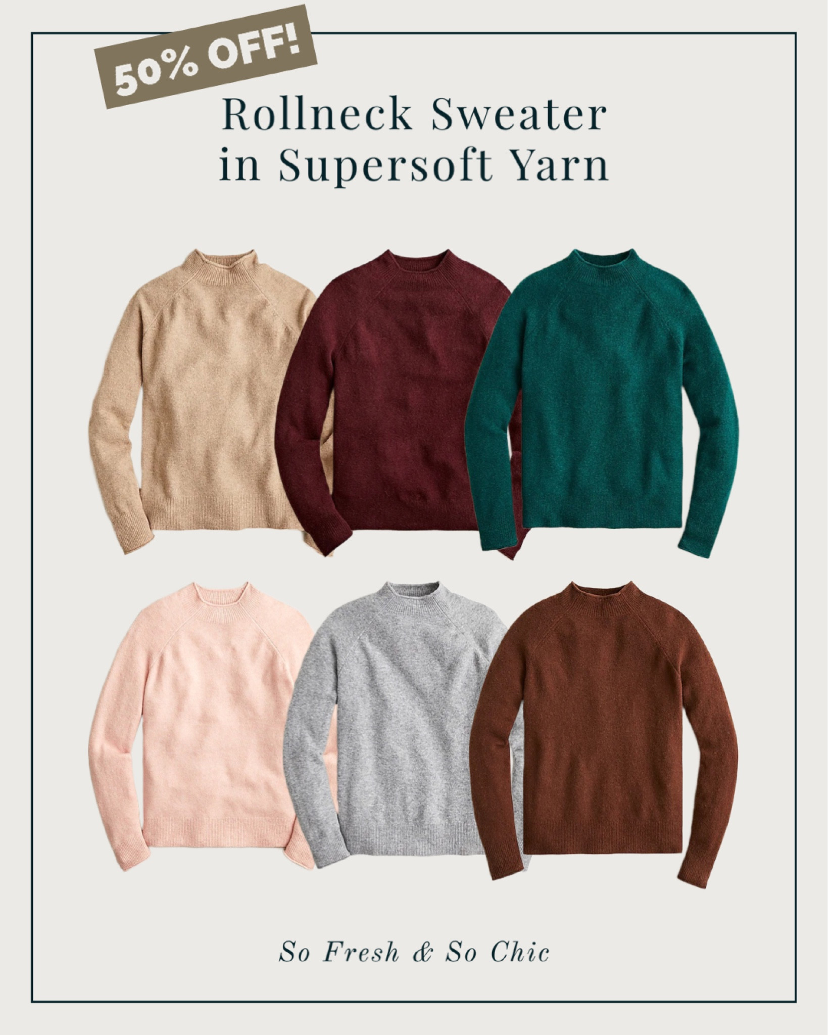 Rollneck sweater in super soft yarn!
-
Women’s sweater - mock neck sweater - thanksgiving outfit - fall outfit inspo - fall sweater women’s - basic sweater women - J Crew sweater sale #LTKgiftguide #LTKholiday - gifts for her - bff gift - college girl gift - mom gift - sister gift - MIL gift - sister in law gift 

#LTKstyletip #LTKSeasonal #LTKsalealert #LTKCyberweek