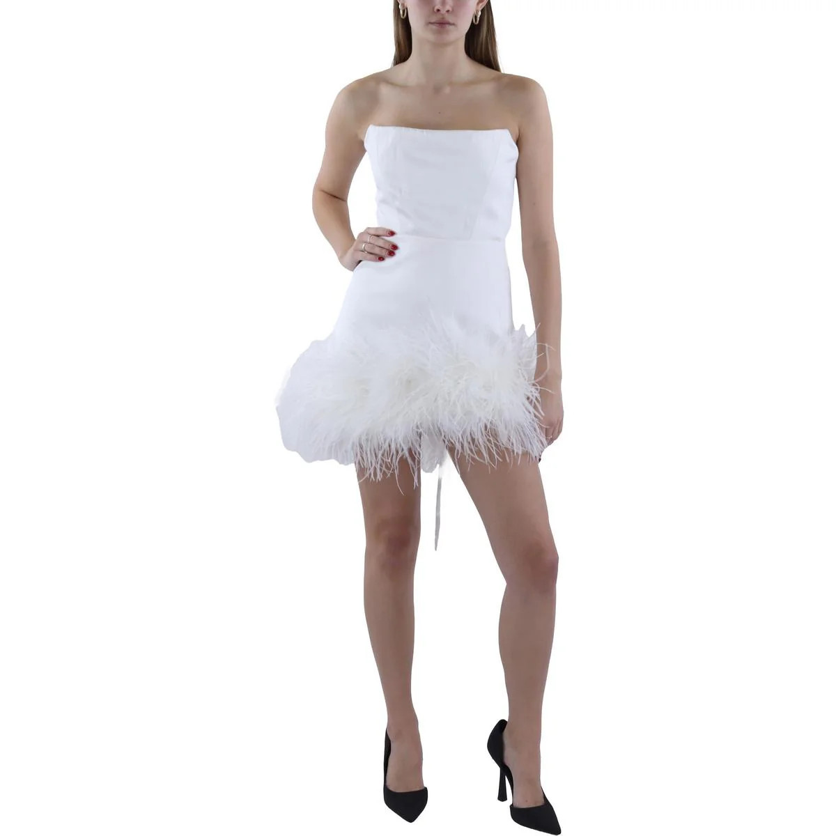 Womens Feathers Strapless Mini Dress | Shop Simon