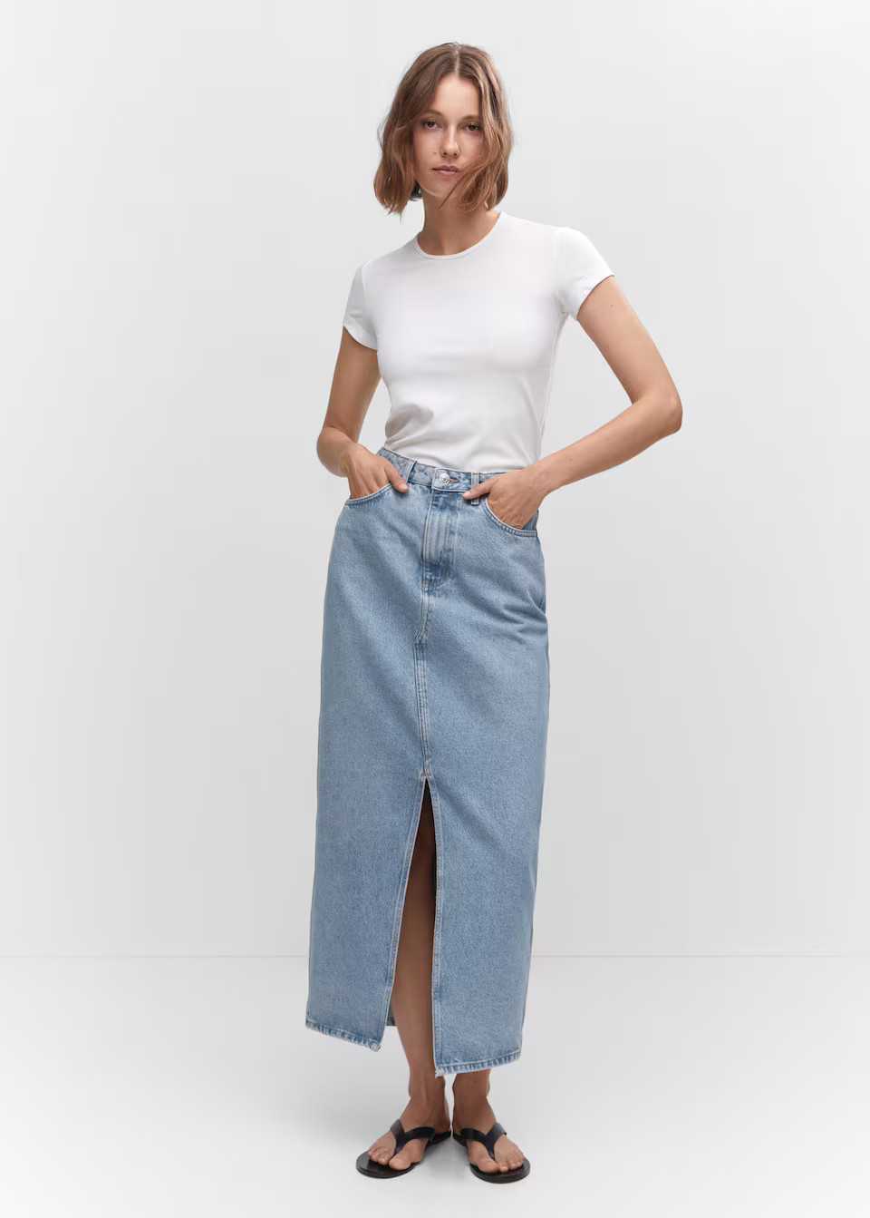 Denim midi skirt -  Women | Mango USA | MANGO (US)