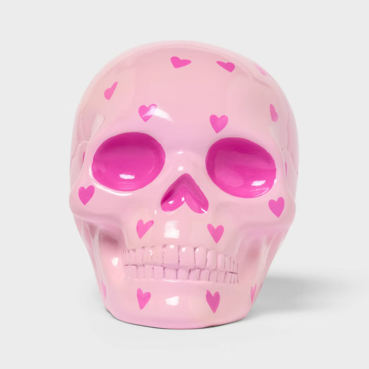 Valentine's Day Polyresin Skull with Hearts Pink - Spritz™ | Target