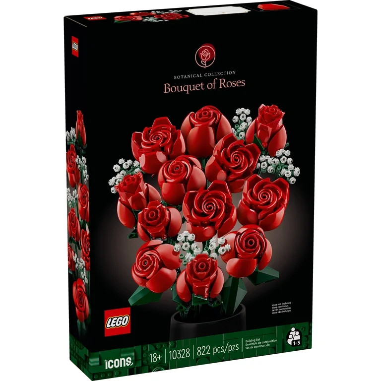 LEGO Botanicals Bouquet of Roses Artificial Flowers - Building Set for Adults, Ages 18+ - Valenti... | Walmart (US)