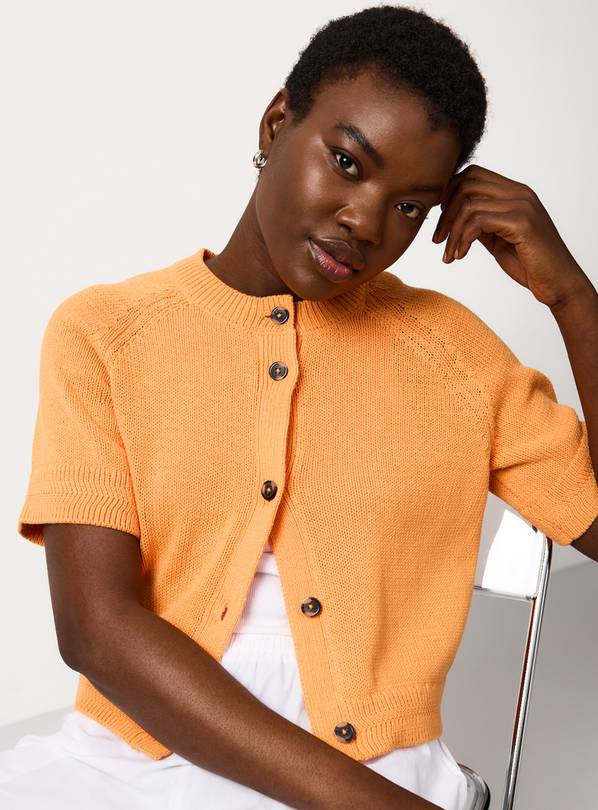 Orange Boxy Button Up Cardigan XS | Tu Clothing