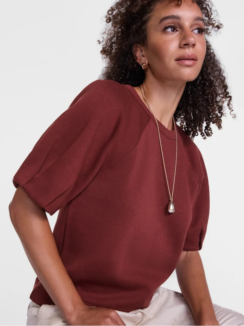Scenario Women's and Women's Plus Fleece Top with Lantern Sleeves, Size XS-4X | Walmart (US)