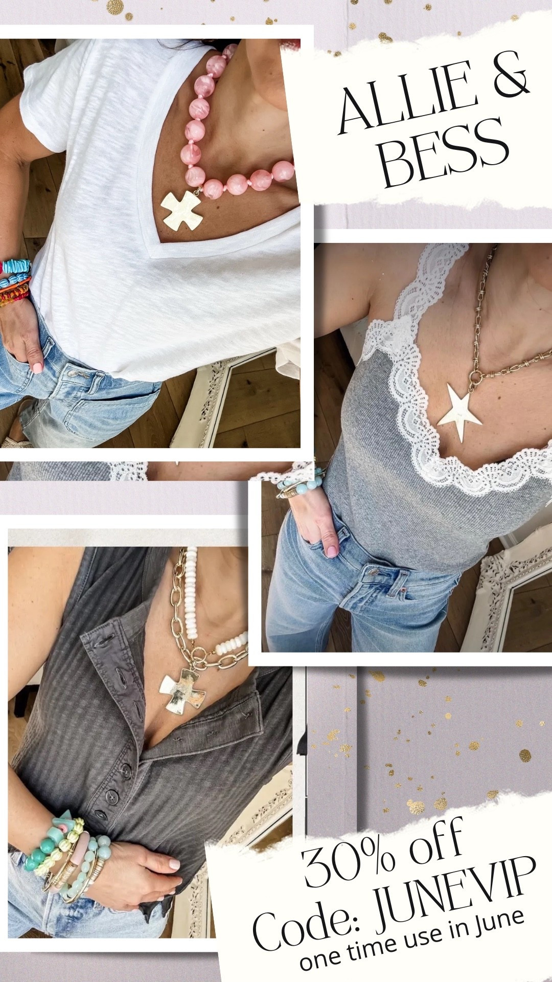 Code JUNEVIP for 30% off sitewide one time in June. Otherwise use code HOUSEOFLEO20. Star necklace, cross necklace.

#LTKSaleAlert #LTKOver40