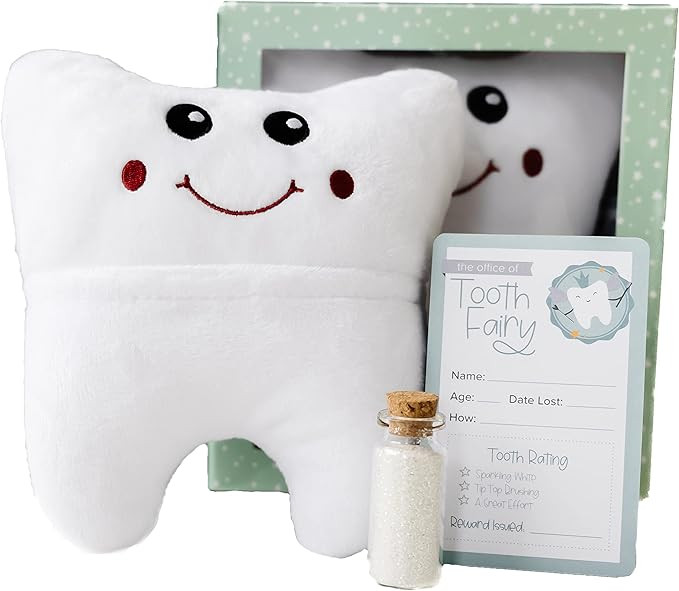 Tooth Fairy Pillow with Receipts and Magic Fairy Glitter for Boys and Girls, 3 Piece Set with Han... | Amazon (US)