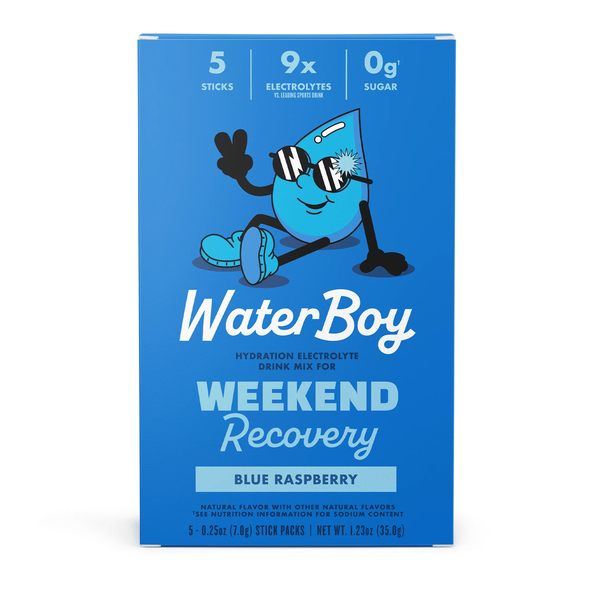 Waterboy Weekend Recovery Hydration Powder Packets, Blue Raspberry, 5 Count | Walmart (US)