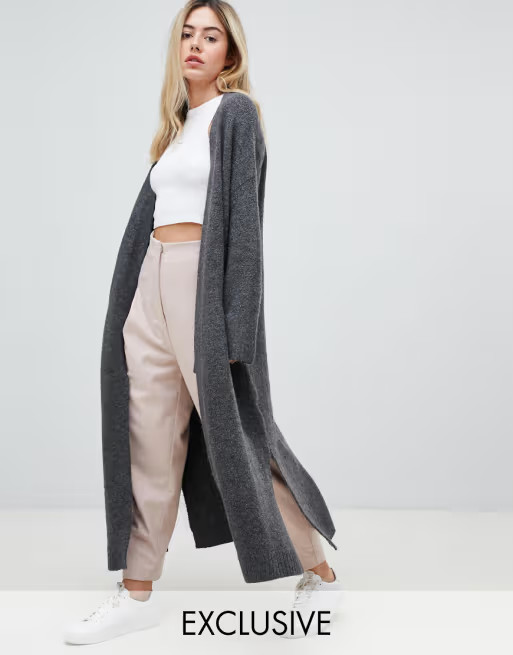 Micha Lounge luxe maxi cardigan with side splits | ASOS UK