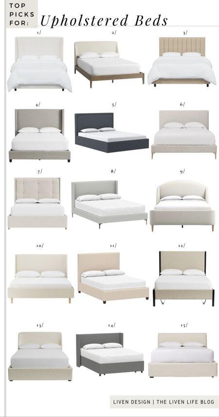 Upholstered beds. Bedroom furniture. Velvet bed. Linen bed. Headboard. 

#LTKSeasonal #LTKhome #LTKstyletip