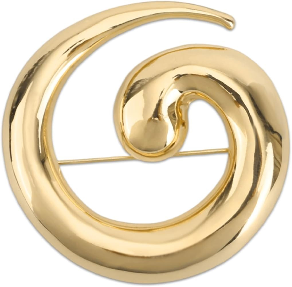 Round Snail Brooch for Women & Men, Large Gold Chunky Twist Spiral Lapel Pin Minimalist Wedding P... | Amazon (UK)