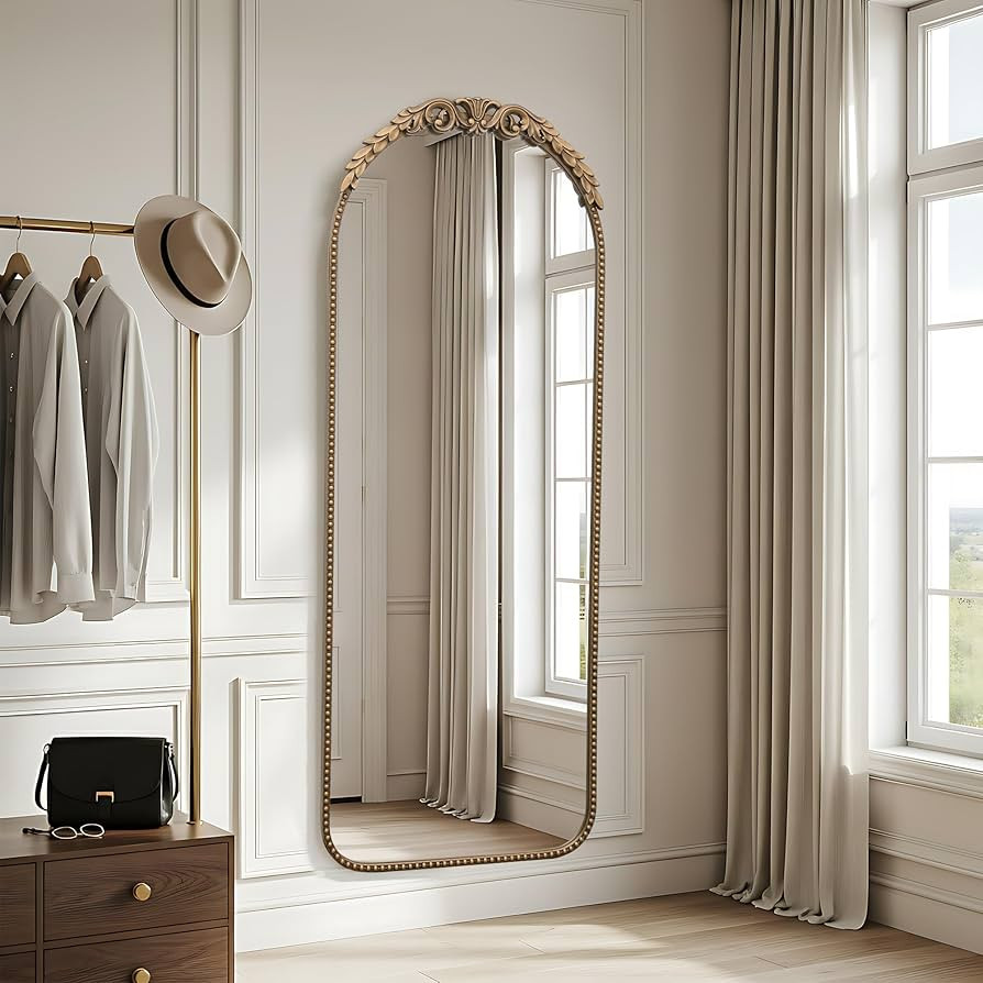 Besdomus Large Gold Floor Mirror: 56"x 21" Vintage Full Length Mirror - Traditional Ornate Baroqu... | Amazon (US)