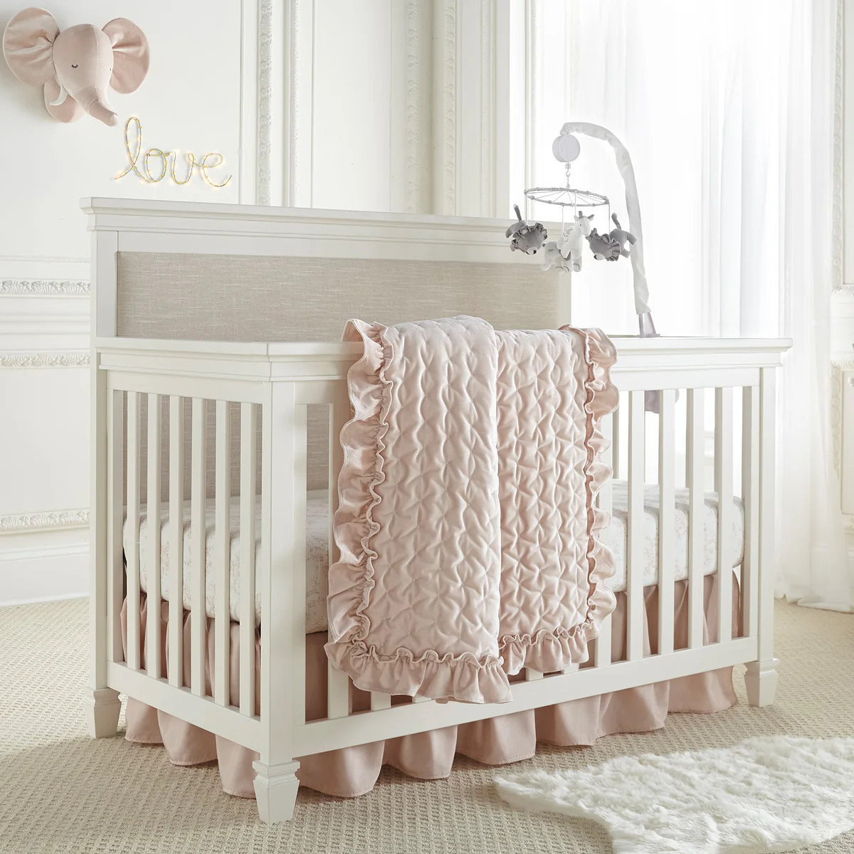 Heritage Blush Velvet 4PC Crib Bedding Set | Levtex Home