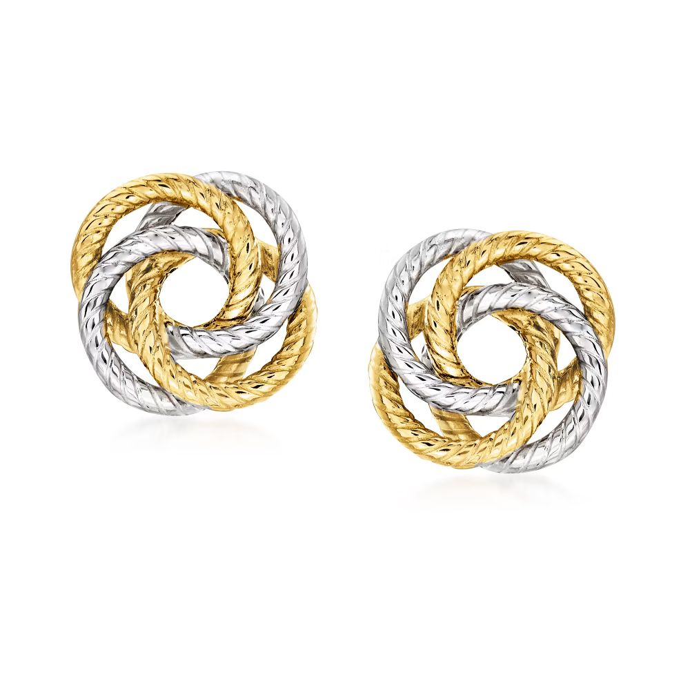 14kt Two-Tone Gold Love Knot Stud Earrings | Ross-Simons