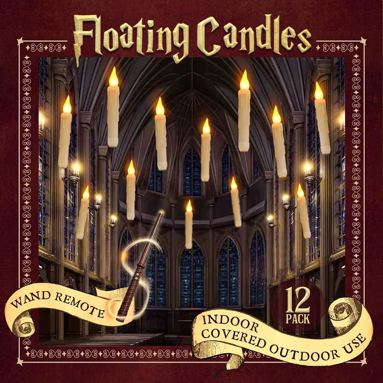 COCOBELA 12 Pcs Floating Candles with Wand, Magic Hanging Candles Flameless, Flickering Warm Ligh... | Walmart (US)
