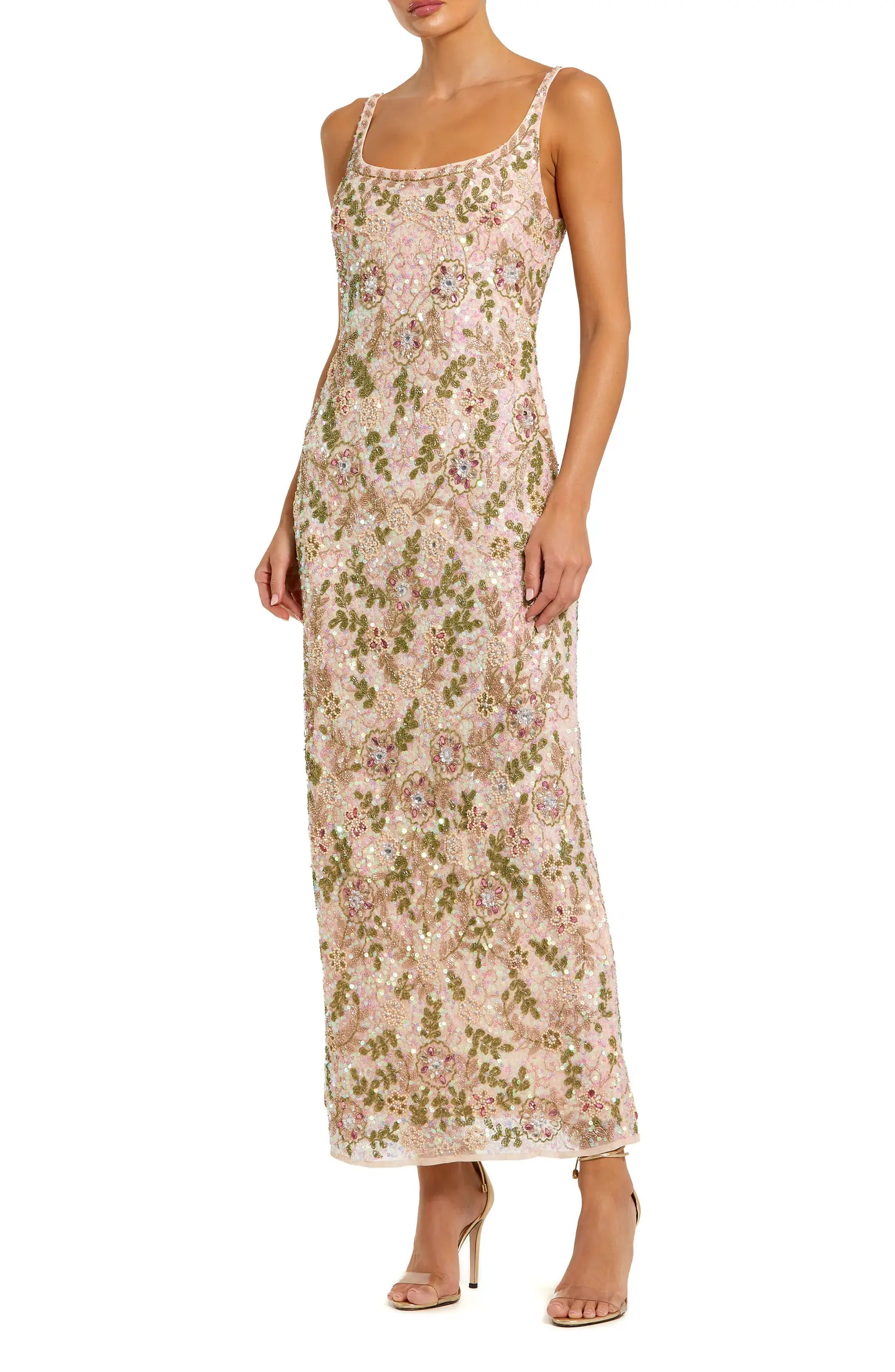 Mac Duggal Sleeveless Hand Beaded Floral Midi Dress | Nordstrom | Nordstrom