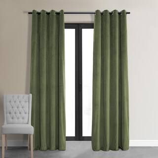 Signature Hunter Green Grommet Blackout Velvet Curtain 50 in. W x 120 in. L (1 Panel) | The Home Depot