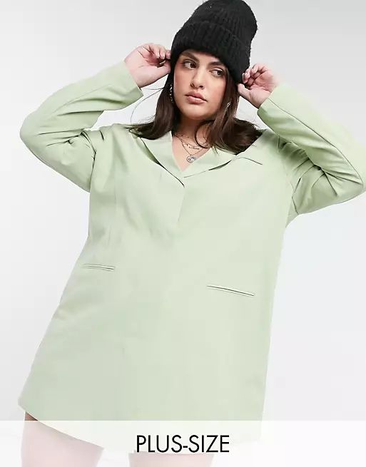COLLUSION Plus exclusive blazer dress in sage green | ASOS (Global)