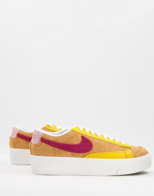 Nike Blazer Low Platform sneakers in brown and orange | ASOS (Global)